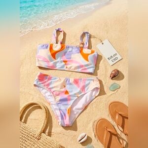 Women's SHEIN Purple Pastel Swirl 2-Piece Bikini Set Size L